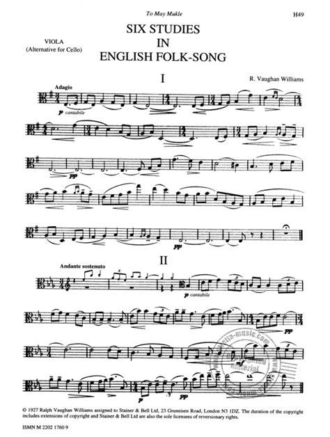 Six Studies In English Folk Song For Violin And Piano